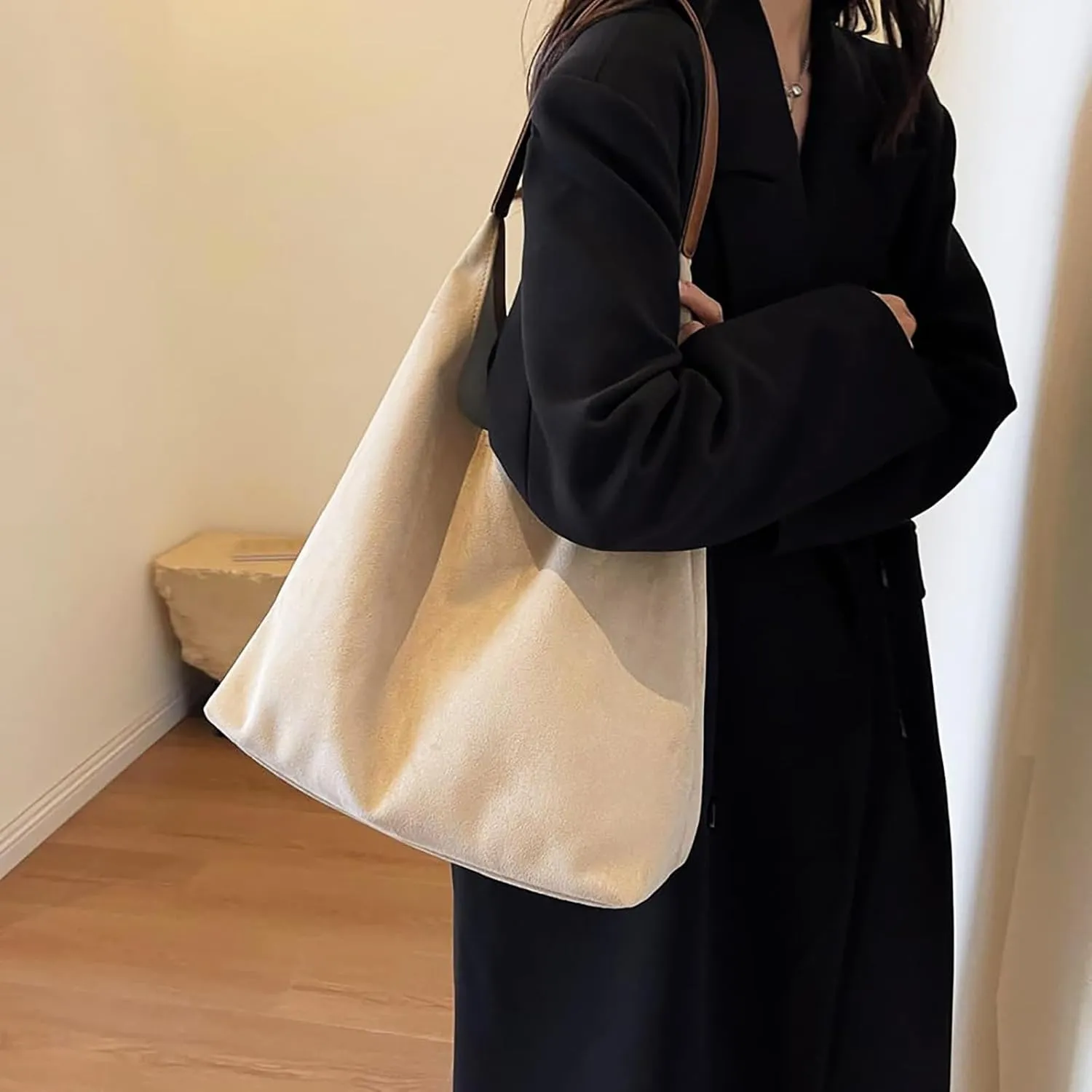 Leather Hobo Bags for Women - Brown Suede Retro Shoulder & Slouchy Bags for Fall
