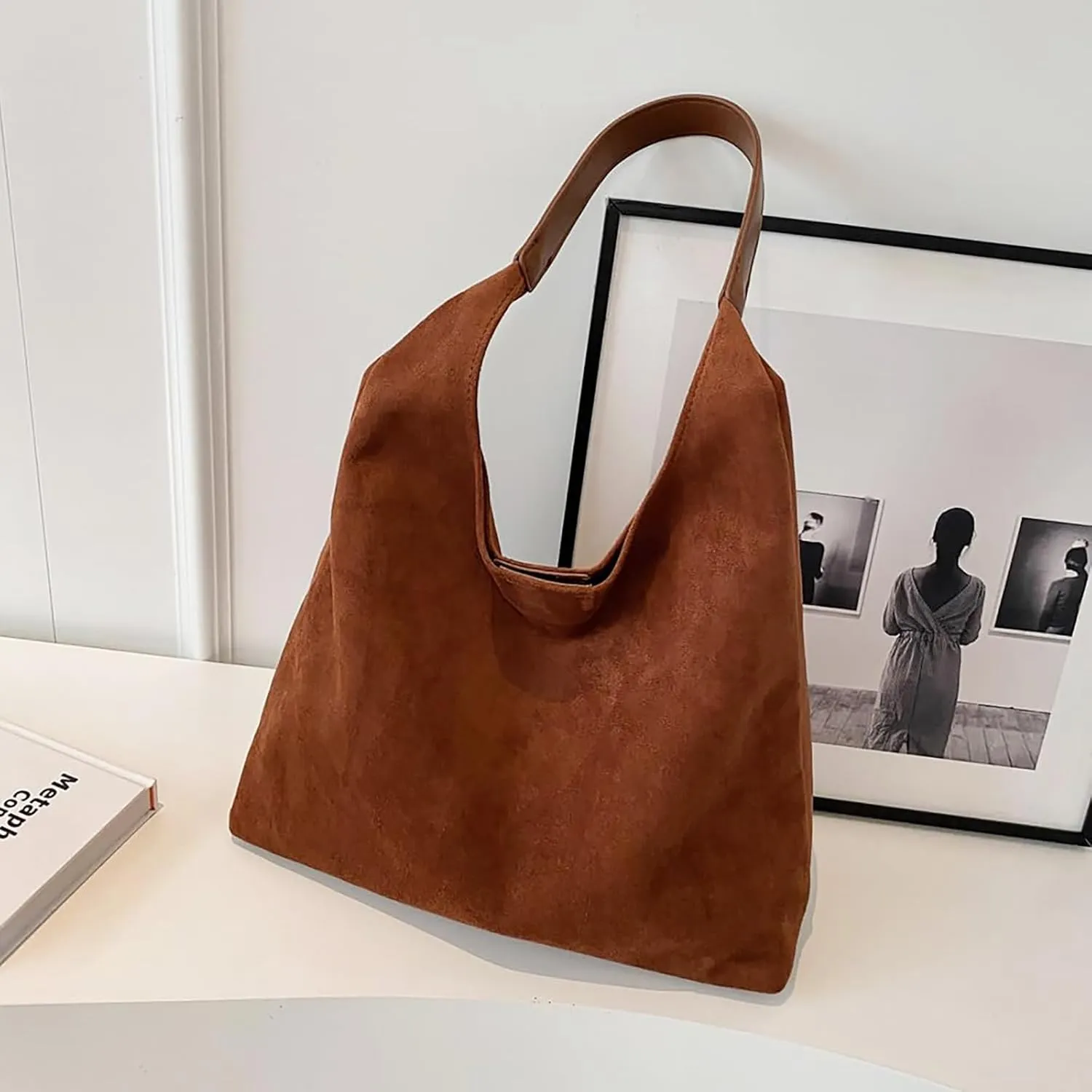 Leather Hobo Bags for Women - Brown Suede Retro Shoulder & Slouchy Bags for Fall