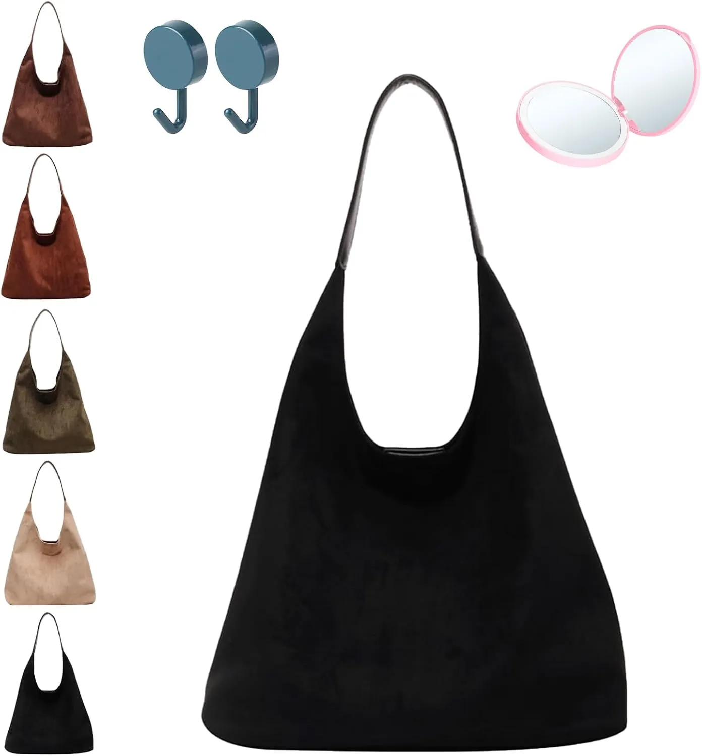 Leather Hobo Bags for Women - Brown Suede Retro Shoulder & Slouchy Bags for Fall