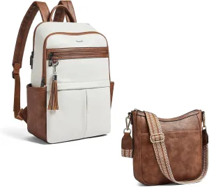 Leather Laptop Backpack for Women Crossbody Bags for Women for Travel Trendy