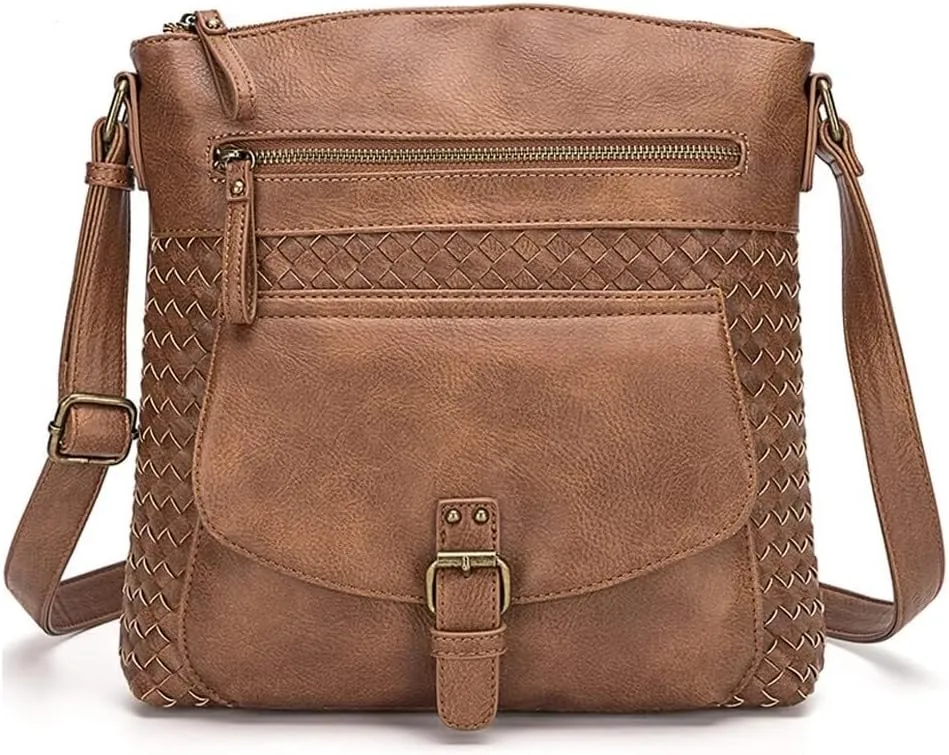 Leather Tote Handbag Roomy Messenger Satchel for Work Daily Travel Shoulder for Women Hobo Crossbody Purse