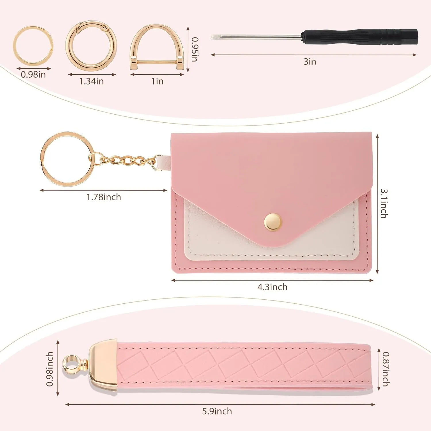 Leather Wristlet Keychain,Cute Wallet Keychain Car Key Chain Holder with 2 Key Ring Key Fob Wristband for Women