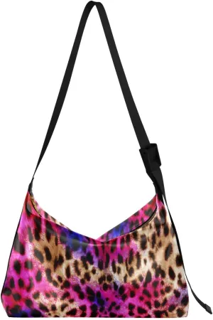 Leopard Skin Abstract Hobo Crossbody Bags for Women Leather Large Shoulder Bag Cross Body Modern Colorful Trendy Womens Tote Bags Handbag for Travel Shopping