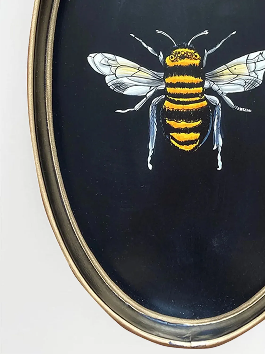 Les Ottomans Bumble Bee Oval Hand-Painted Tray