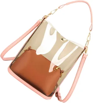 LIFKOME Waterproof Lady Bucket Bag Single Shoulder Bag Fashion Messenger Clutch Large Compartment Pu Polyester Slim Chain Versatile Use
