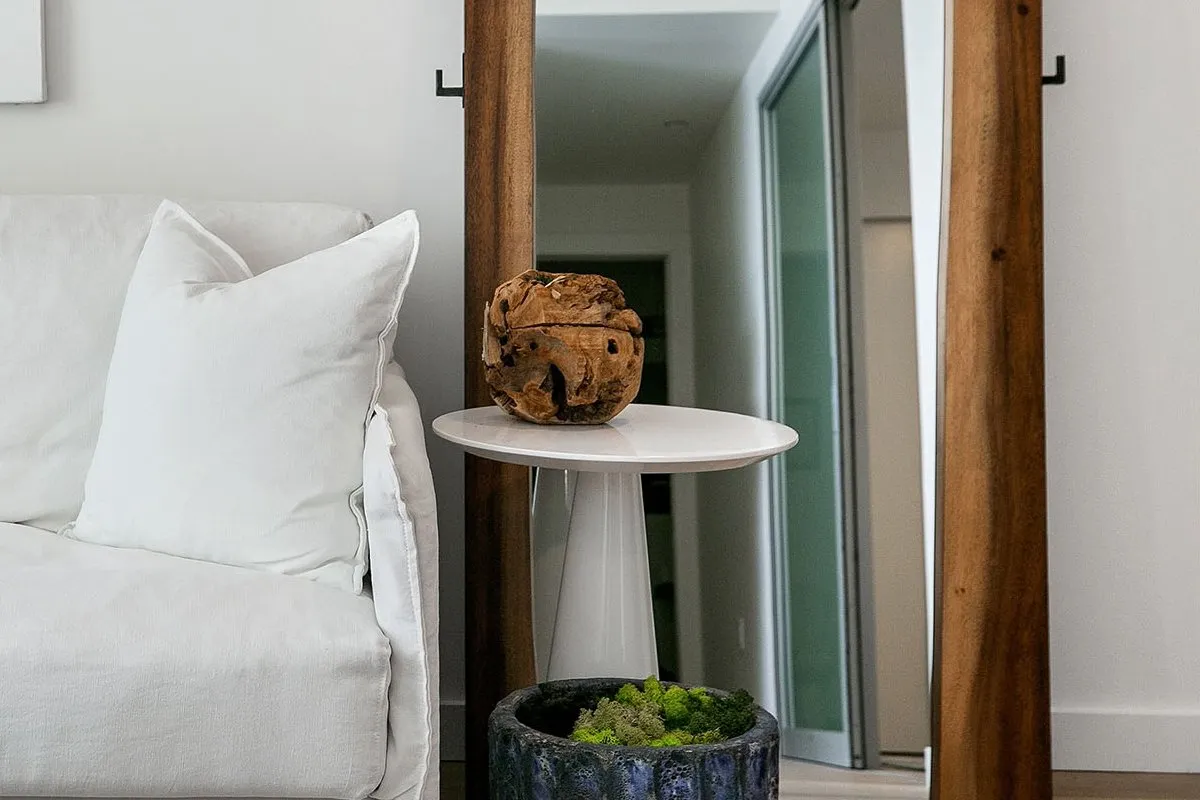Live Edge Floor Mirror w/ Key Hooks