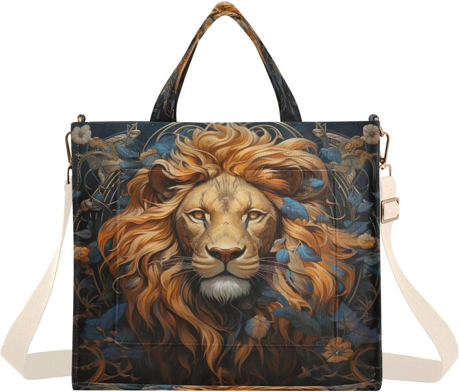 Lively Lion Corduroy Tote Bag for Women Hobo Crossbody Bag Purse Stylish Shoulder Handbag Messenger Bags, S