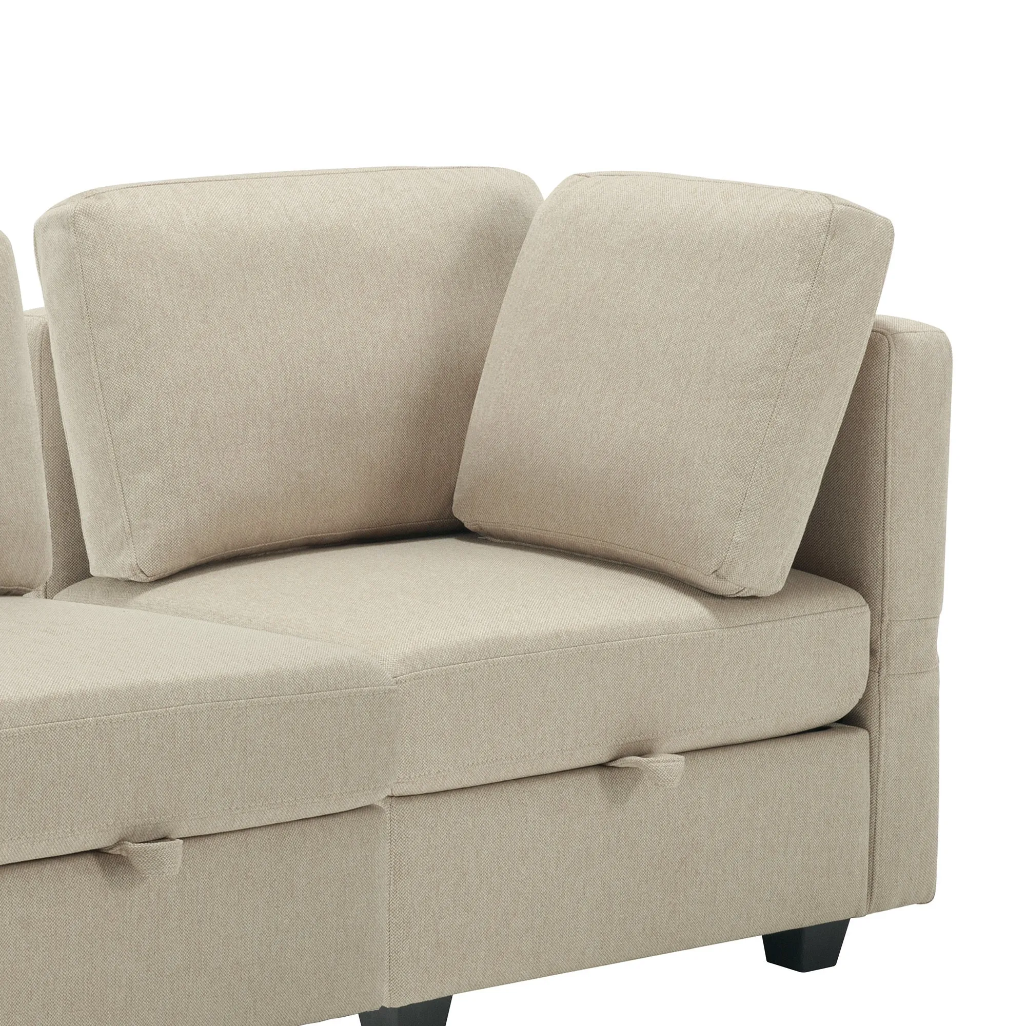 Living Room Furniture 7 Piece Set Including One 3-Seater Sofa and Two 2 Loveseats , Adjustable Arms and Backs Comforty Sofas & Couches with Comfy Seat and Arm Cushions - Beige