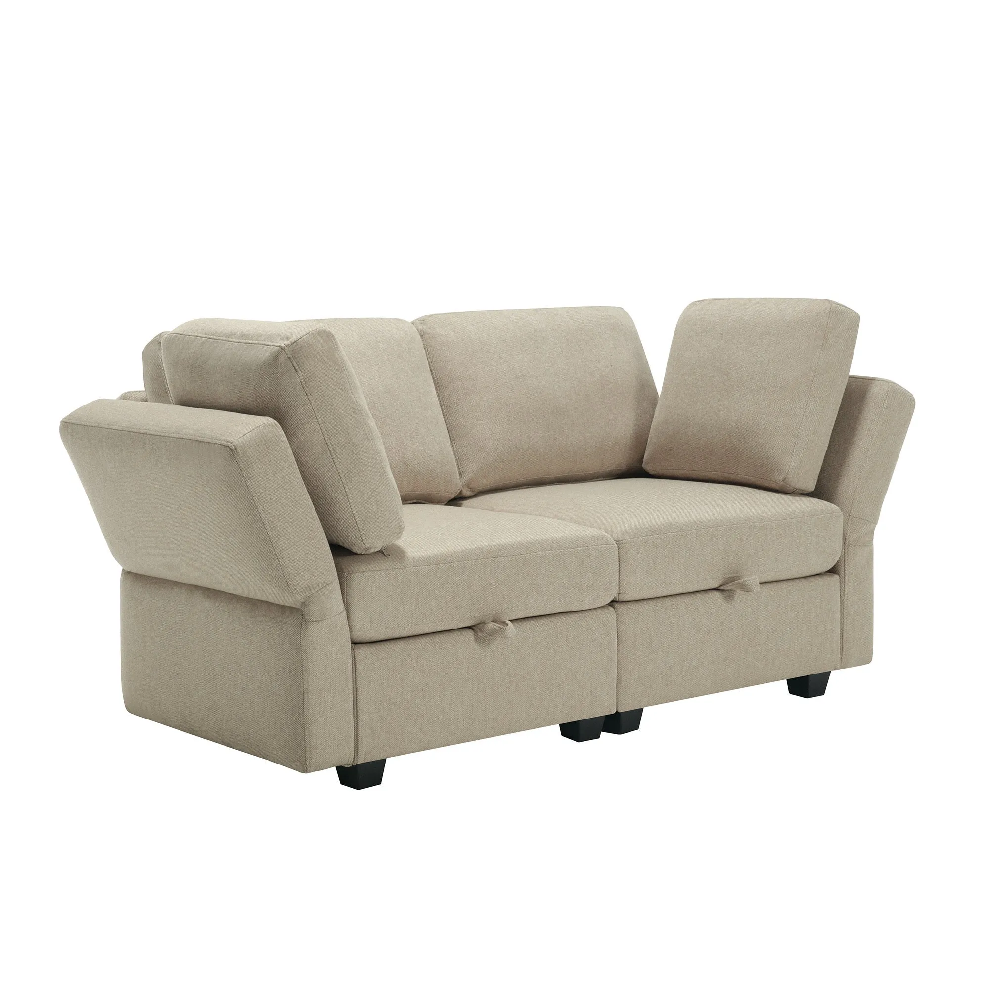 Living Room Furniture 7 Piece Set Including One 3-Seater Sofa and Two 2 Loveseats , Adjustable Arms and Backs Comforty Sofas & Couches with Comfy Seat and Arm Cushions - Beige