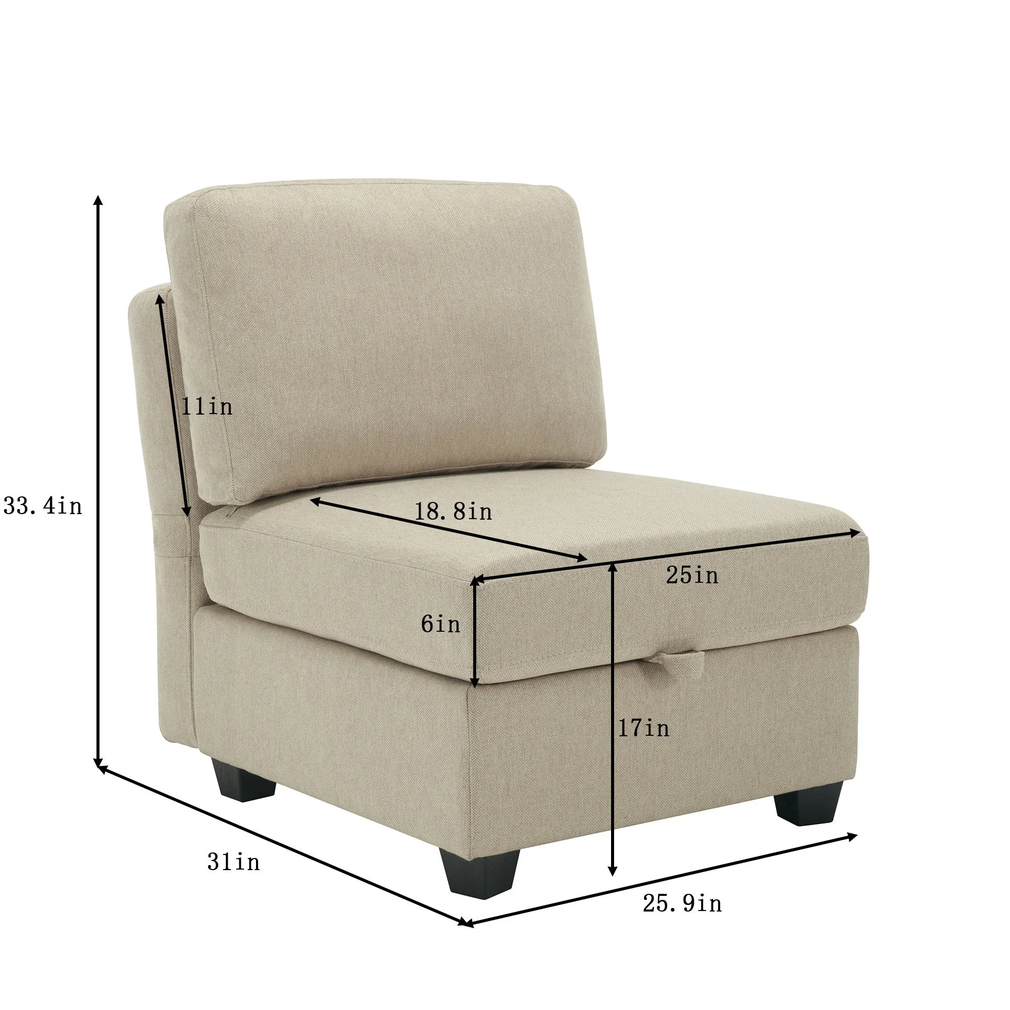 Living Room Furniture 7 Piece Set Including One 3-Seater Sofa and Two 2 Loveseats , Adjustable Arms and Backs Comforty Sofas & Couches with Comfy Seat and Arm Cushions - Beige