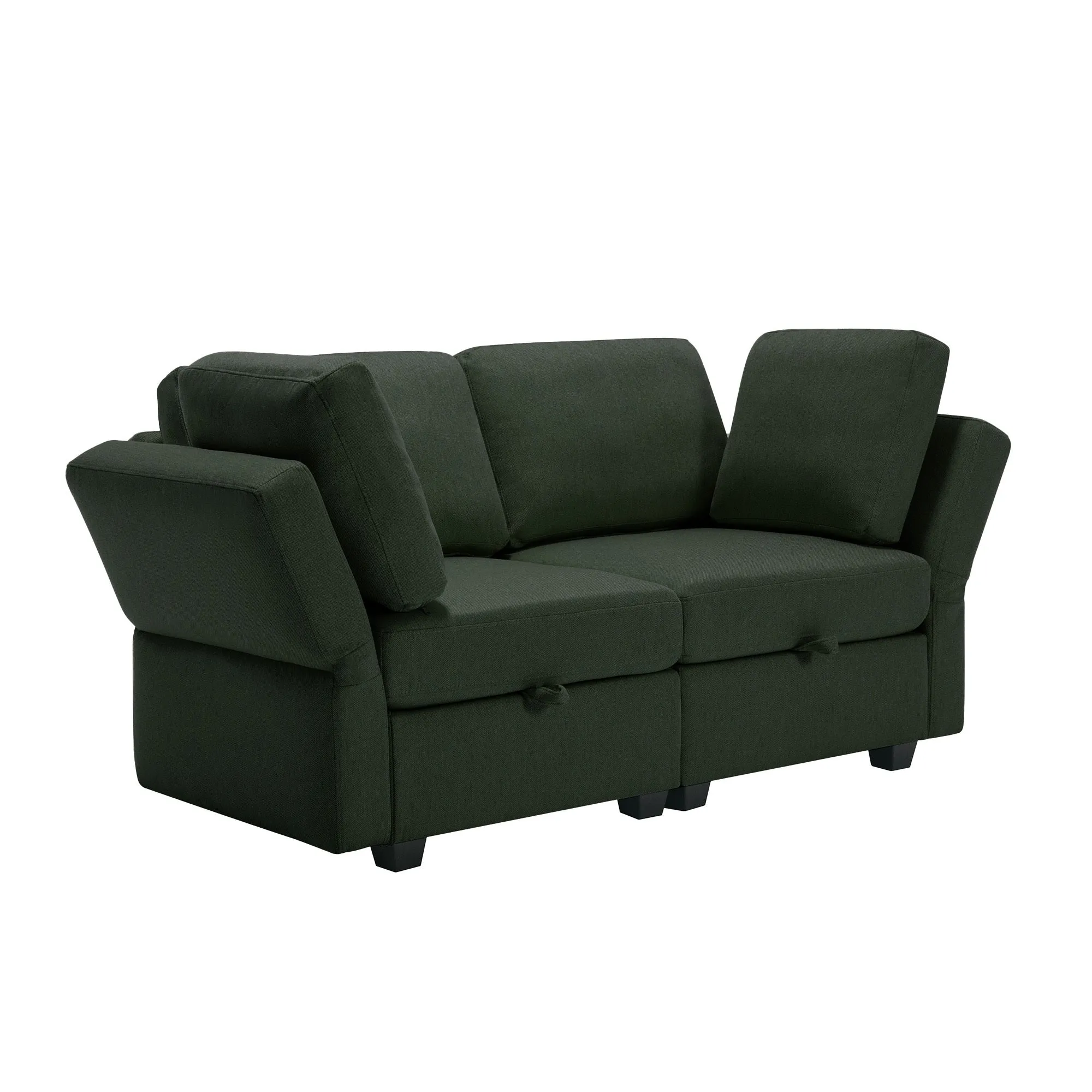 Living Room Furniture 7 Piece Set Including One 3-Seater Sofa and Two 2 Loveseats , Adjustable Arms and Backs Comforty Sofas & Couches with Comfy Seat and Arm Cushions - Green