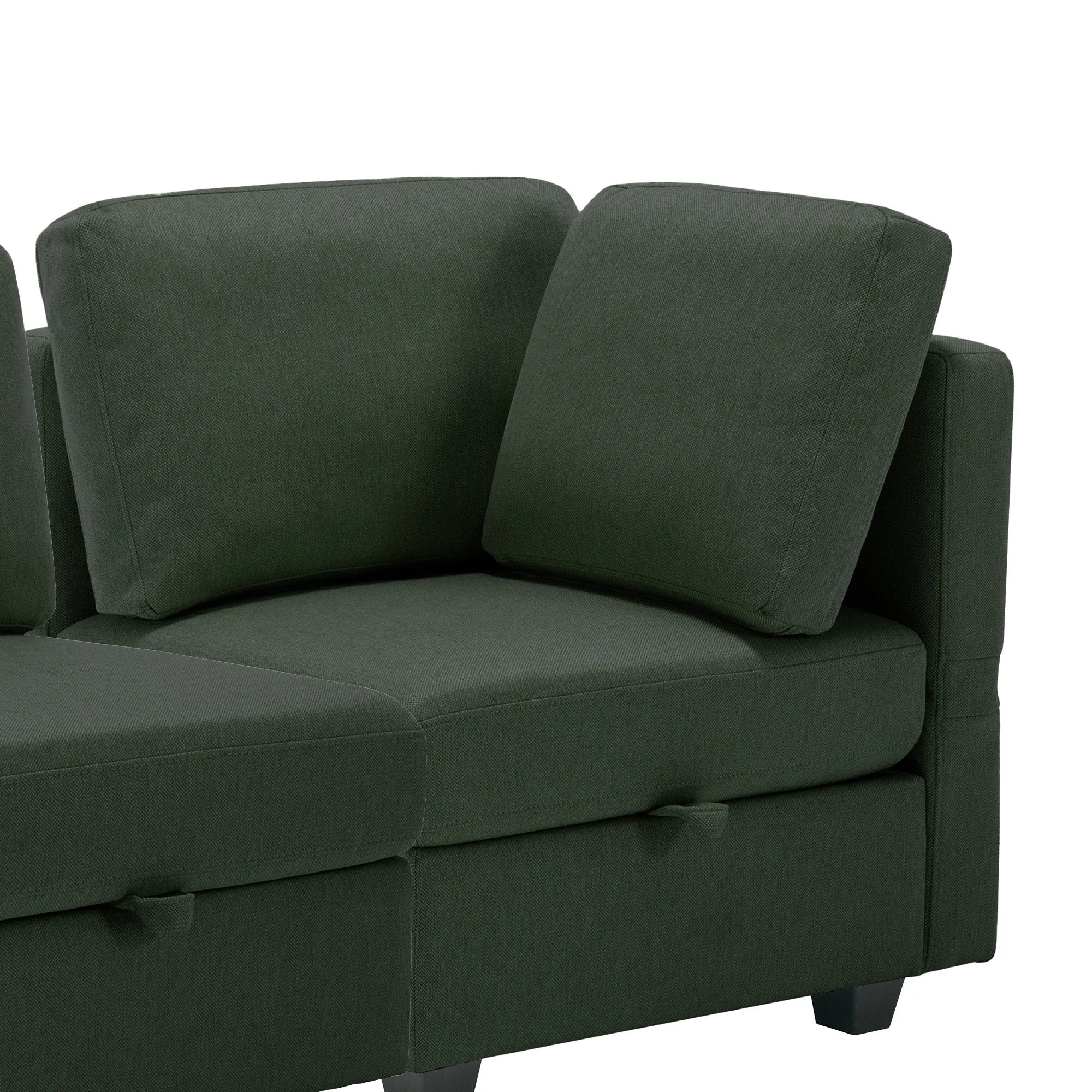 Living Room Furniture 7 Piece Set Including One 3-Seater Sofa and Two 2 Loveseats , Adjustable Arms and Backs Comforty Sofas & Couches with Comfy Seat and Arm Cushions - Green