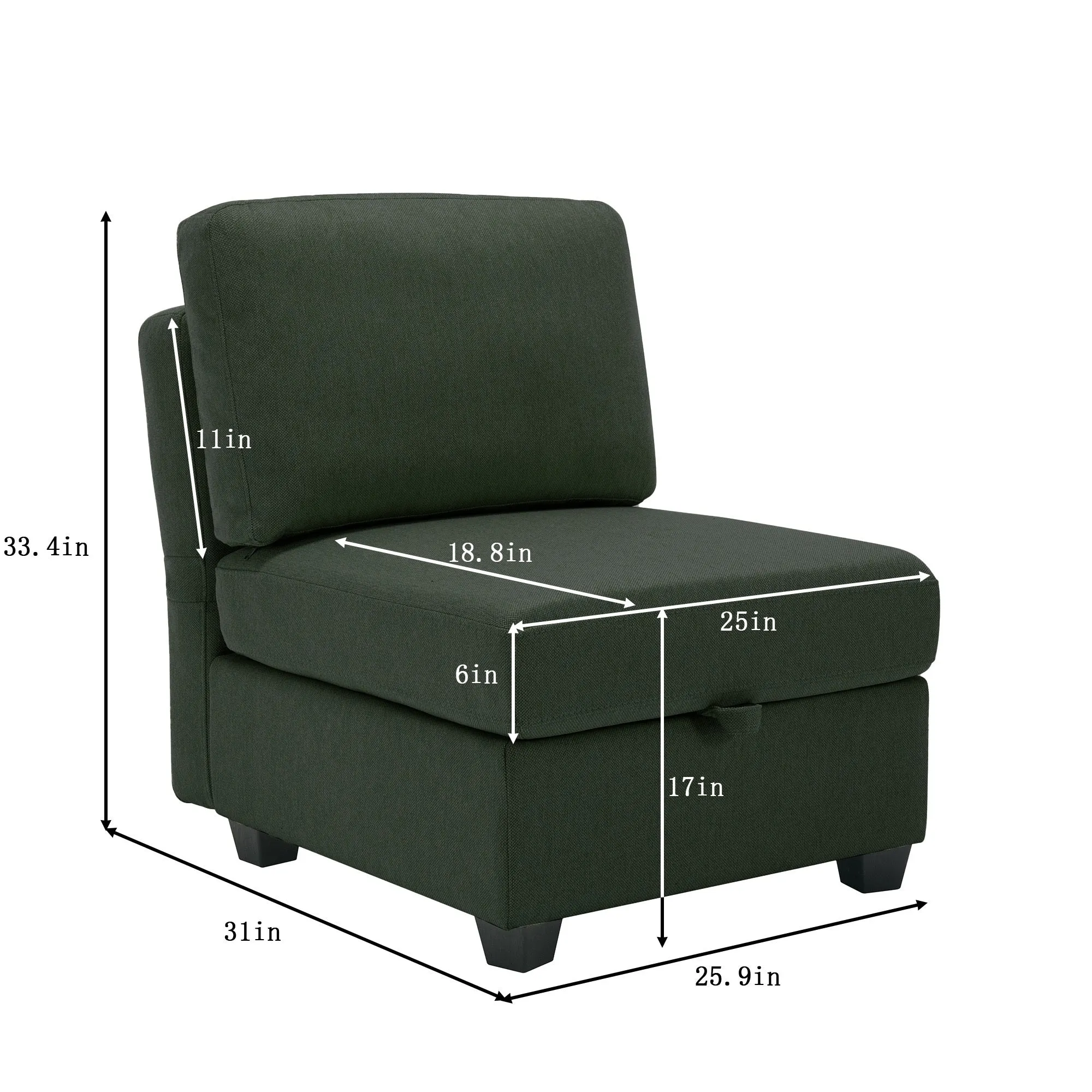 Living Room Furniture 7 Piece Set Including One 3-Seater Sofa and Two 2 Loveseats , Adjustable Arms and Backs Comforty Sofas & Couches with Comfy Seat and Arm Cushions - Green