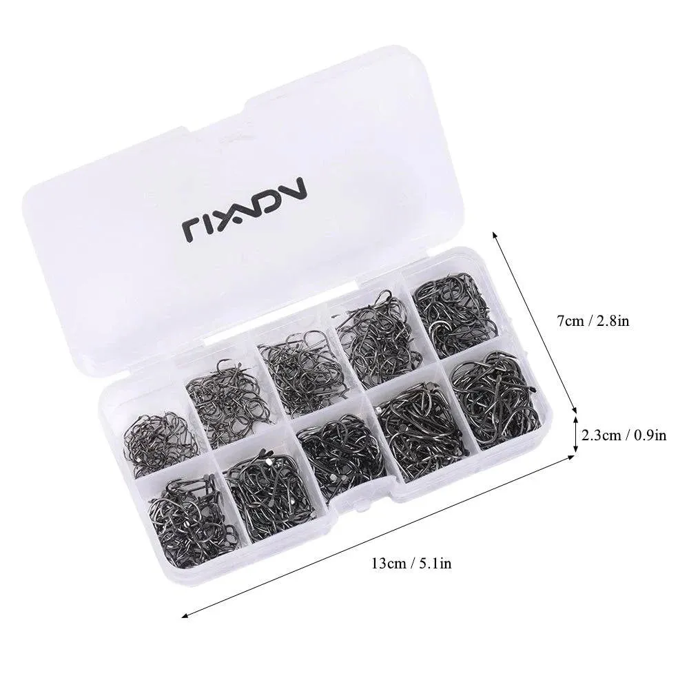 Lixada 600pcs Fish Jig Hooks with Hole Fishing Tackle Box 3# -12# 10 Sizes High Carbon Steel For Outdoor Fishing