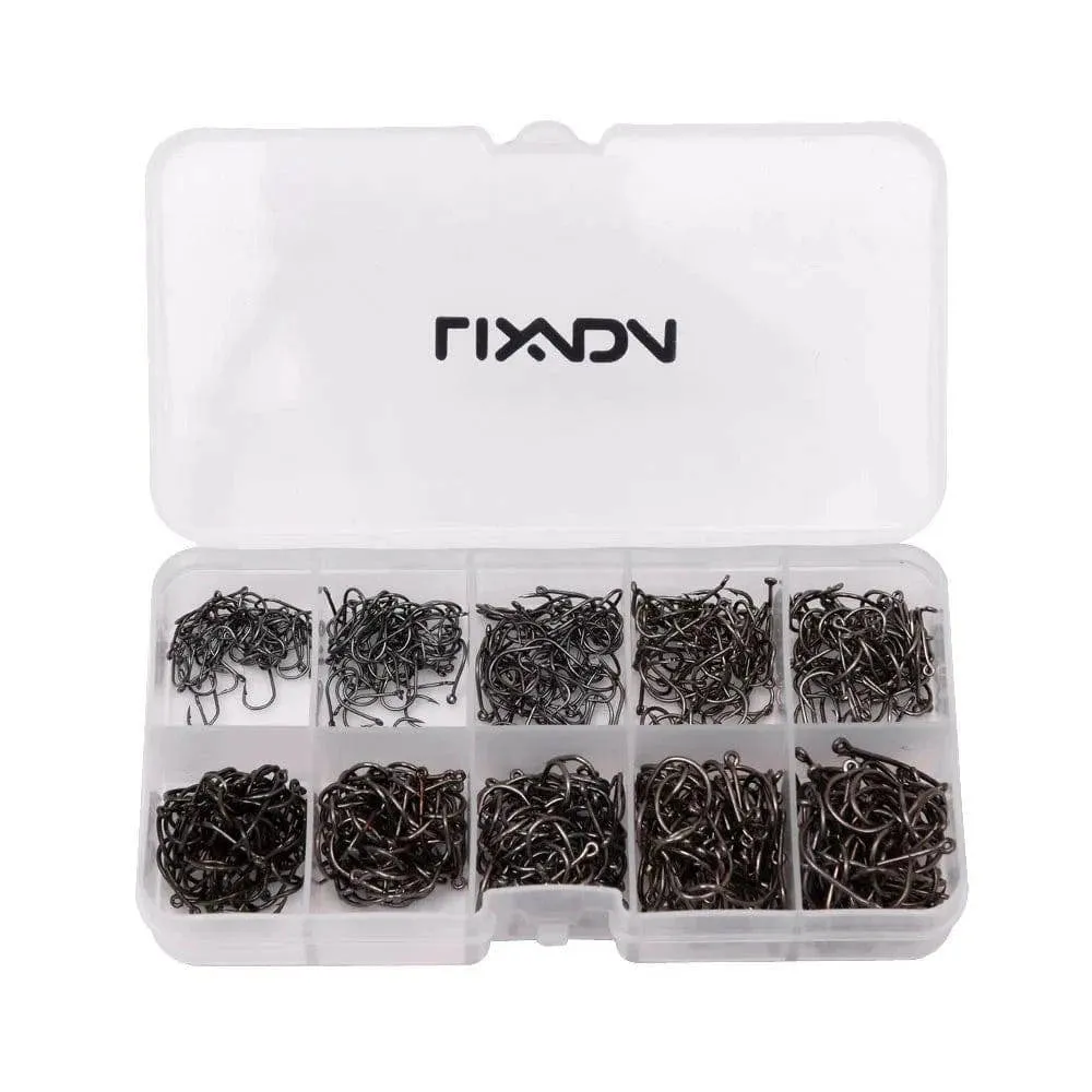 Lixada 600pcs Fish Jig Hooks with Hole Fishing Tackle Box 3# -12# 10 Sizes High Carbon Steel For Outdoor Fishing