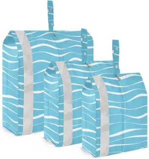 Luggage Space Saver, Luggages Management Personnel, Blue Sea Waves, With Zipper, 3 Set Travel Packing Cubes For Suitcases, Garment Bag Closet Storage