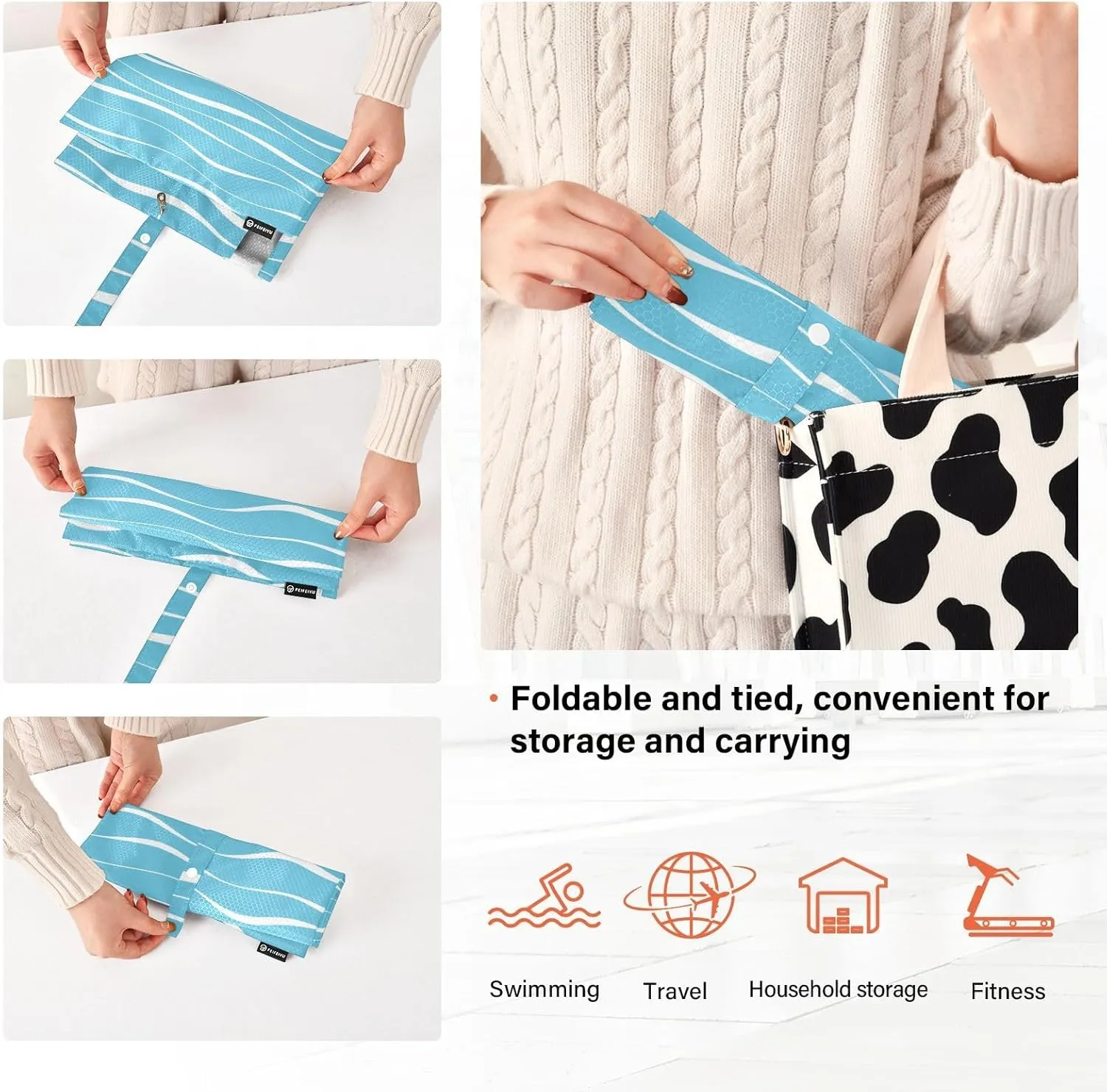 Luggage Space Saver, Luggages Management Personnel, Blue Sea Waves, With Zipper, 3 Set Travel Packing Cubes For Suitcases, Garment Bag Closet Storage