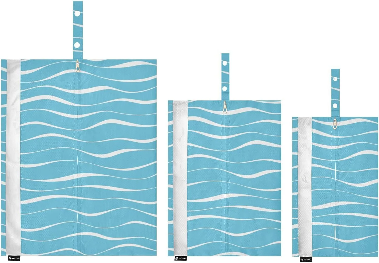 Luggage Space Saver, Luggages Management Personnel, Blue Sea Waves, With Zipper, 3 Set Travel Packing Cubes For Suitcases, Garment Bag Closet Storage