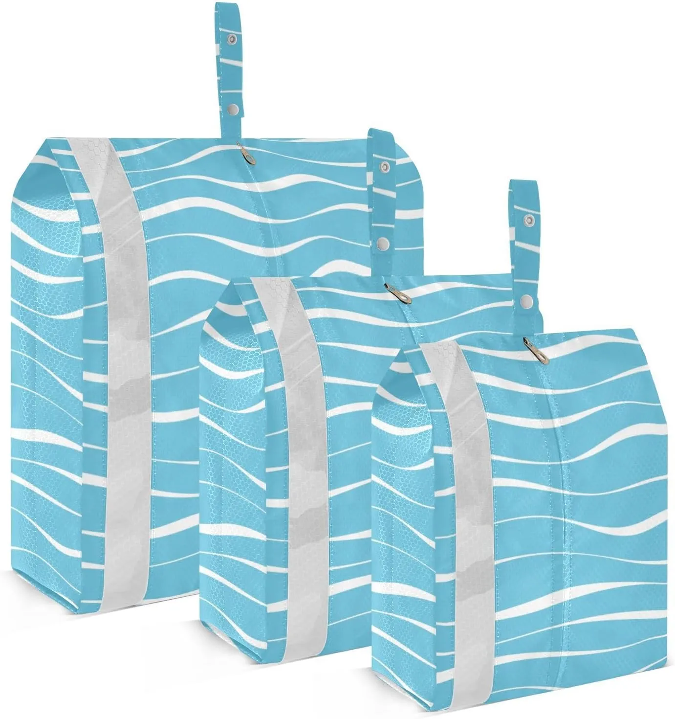 Luggage Space Saver, Luggages Management Personnel, Blue Sea Waves, With Zipper, 3 Set Travel Packing Cubes For Suitcases, Garment Bag Closet Storage