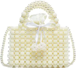 Luxury Pearl Bag Chain Bag Purse Bags, Artificial Pearl Clutch Crossbody Handmade Bags Evening Bags for Party Wedding Bridal Party Travel Prom 06
