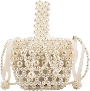 Luxury Pearl Bag Chain Bag Purse Bags, Artificial Pearl Clutch Crossbody Handmade Bags Evening Bags for Party Wedding Bridal Party Travel Prom 08