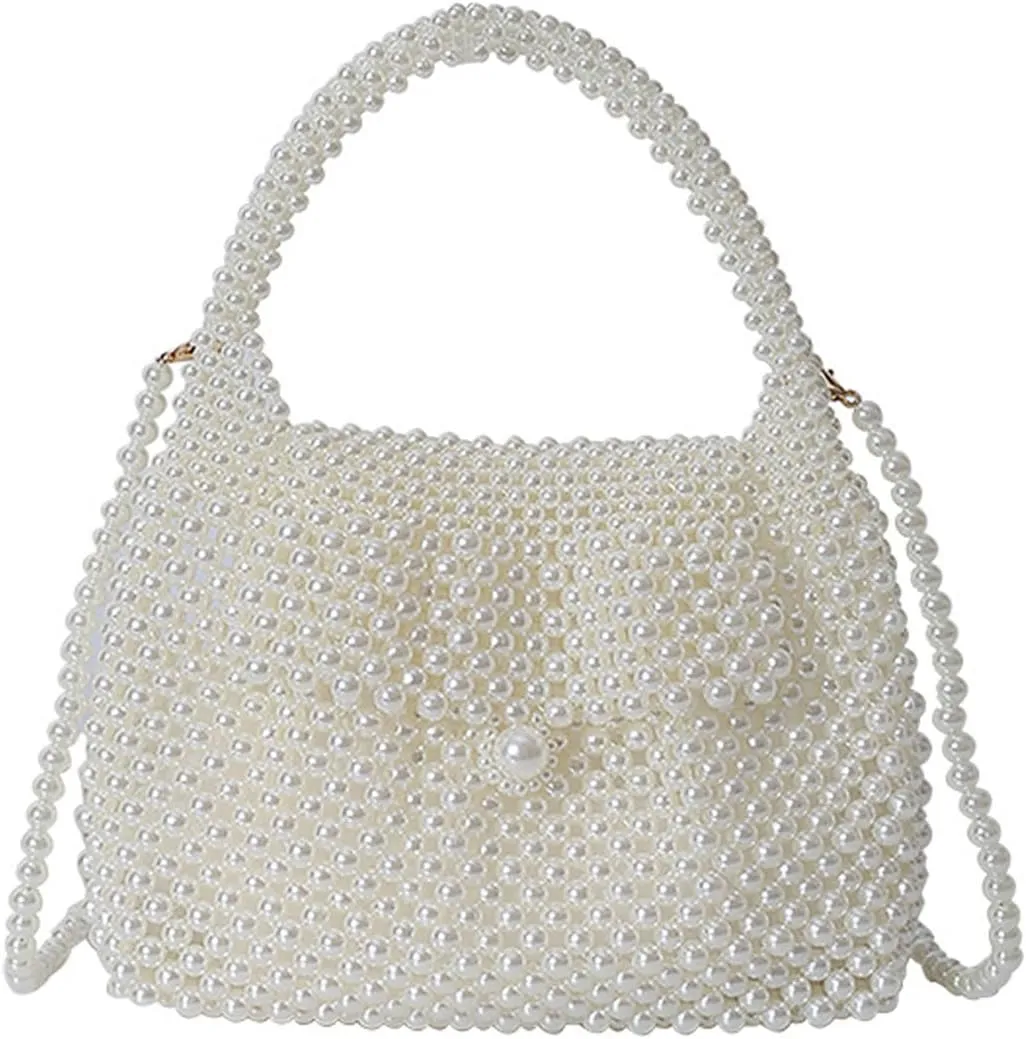 Luxury Pearl Bag Chain Bag Purse Bags, Artificial Pearl Clutch Crossbody Handmade Bags Evening Bags for Party Wedding Bridal Party Travel Prom 23