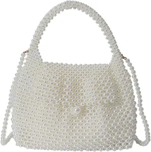 Luxury Pearl Bag Chain Bag Purse Bags, Artificial Pearl Clutch Crossbody Handmade Bags Evening Bags for Party Wedding Bridal Party Travel Prom 23