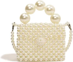 Luxury Pearl Bag Chain Bag Purse Bags, Artificial Pearl Clutch Crossbody Handmade Bags Evening Bags for Party Wedding Bridal Party Travel Prom 26