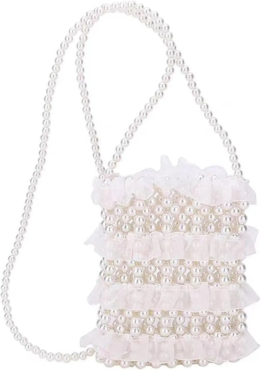 Luxury Pearl Bag Chain Bag Purse Bags, Artificial Pearl Clutch Crossbody Handmade Bags Evening Bags for Party Wedding Bridal Party Travel Prom 95