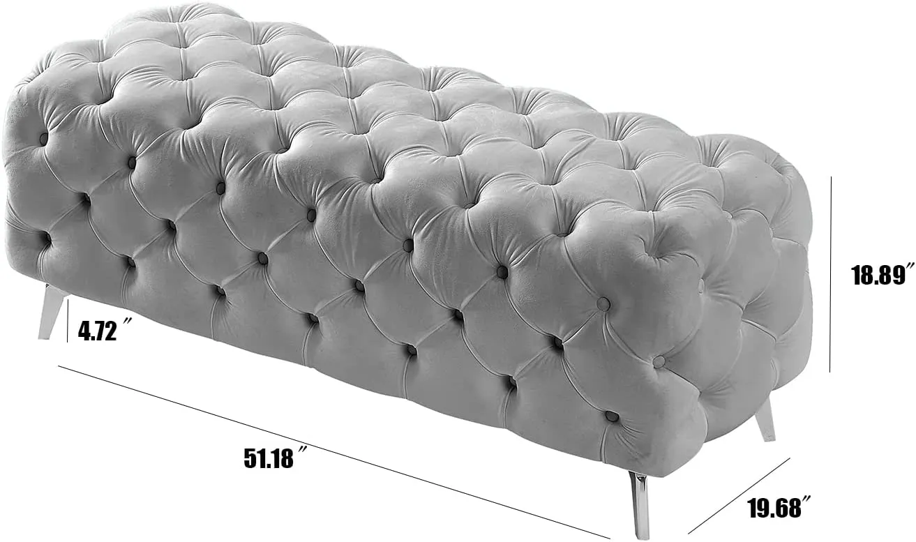 Luxury Velvet Window Bench for Bedroom Stylish Soft Padded