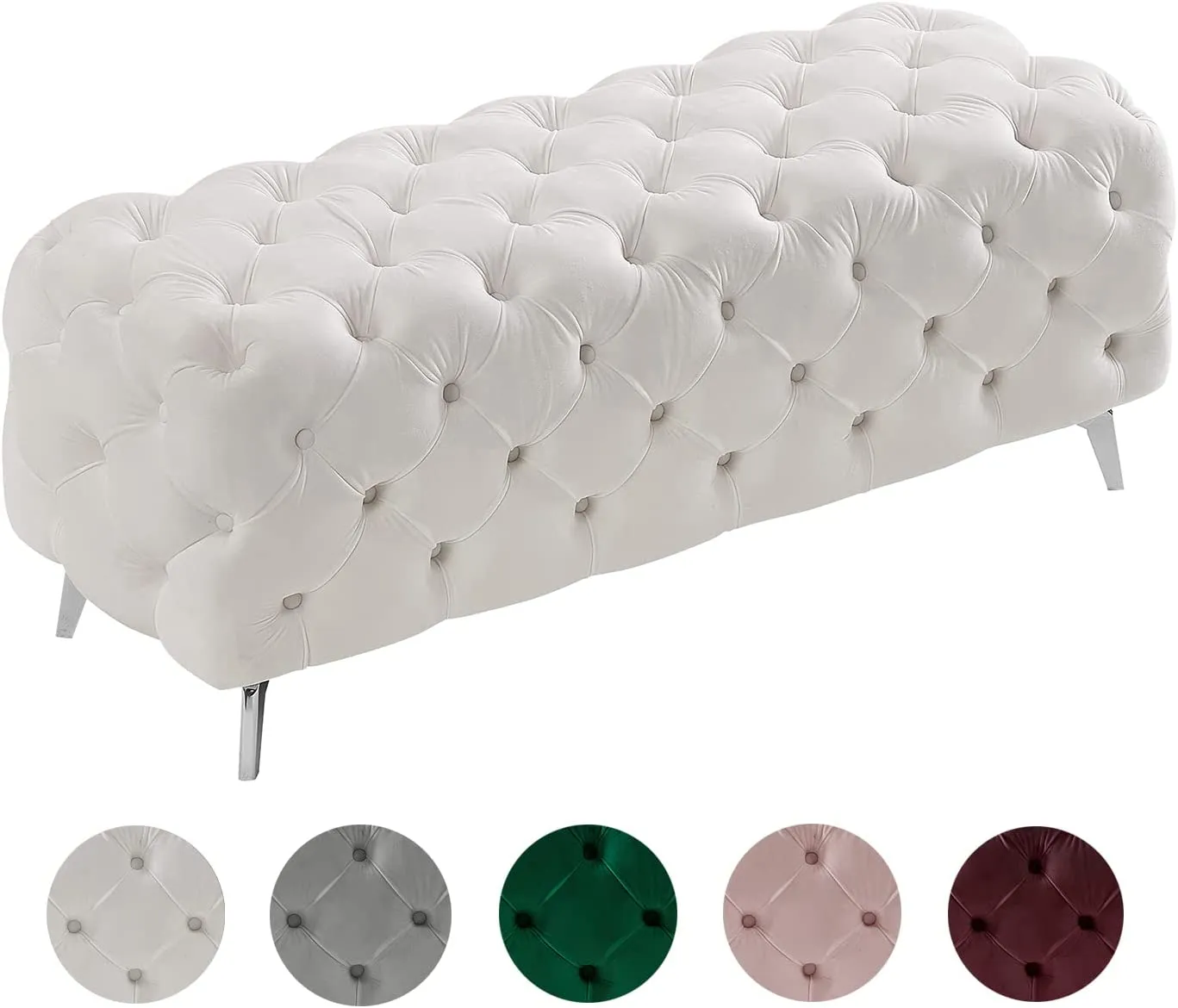Luxury Velvet Window Bench for Bedroom Stylish Soft Padded