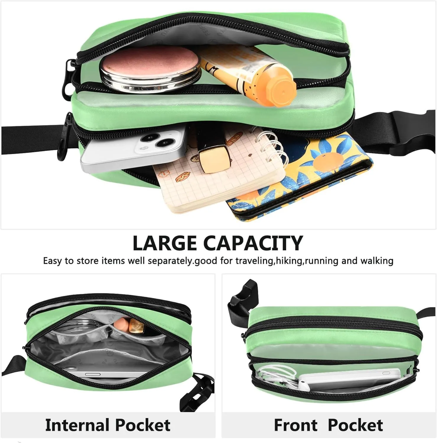 Magnolia Cobalt Green Gradient Fanny Packs Women Waterproof Hip Pack Belt Pouch Cute Travel Waist Pack for Men
