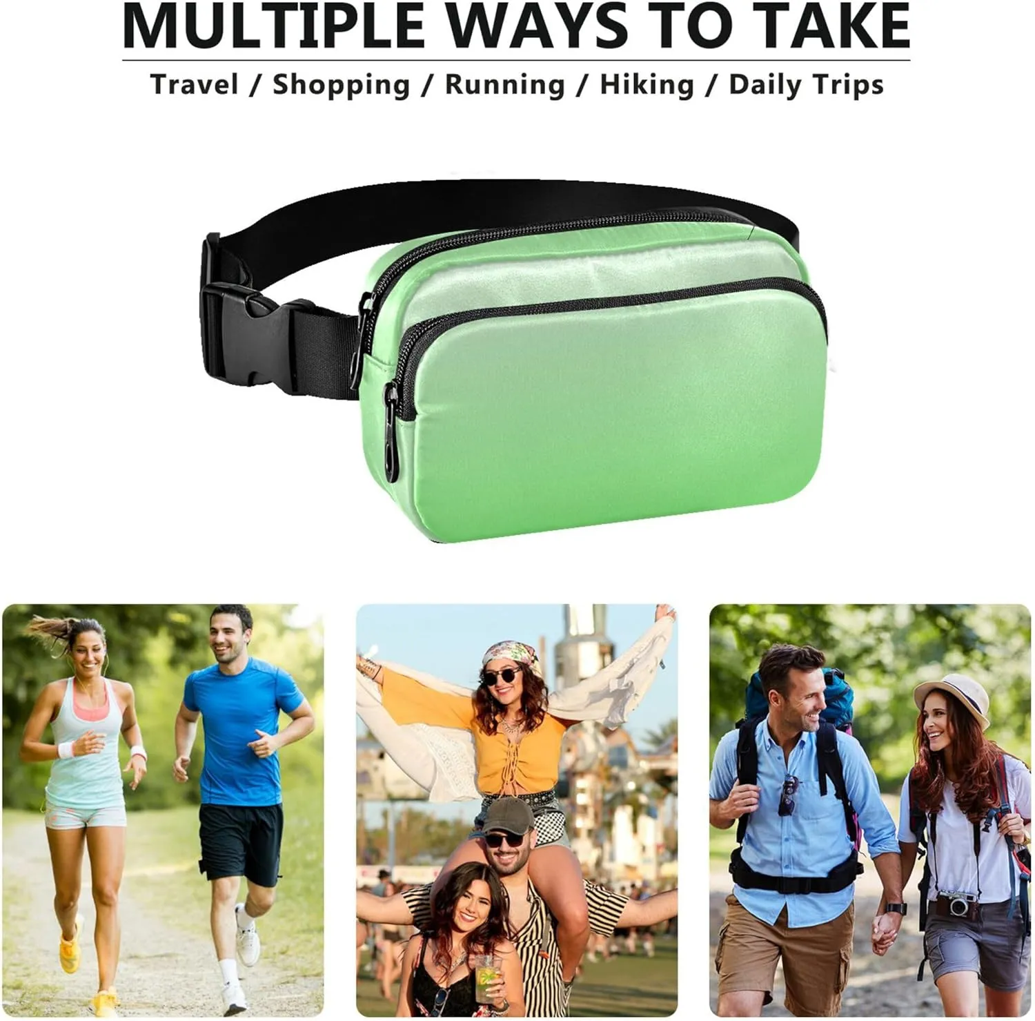 Magnolia Cobalt Green Gradient Fanny Packs Women Waterproof Hip Pack Belt Pouch Cute Travel Waist Pack for Men