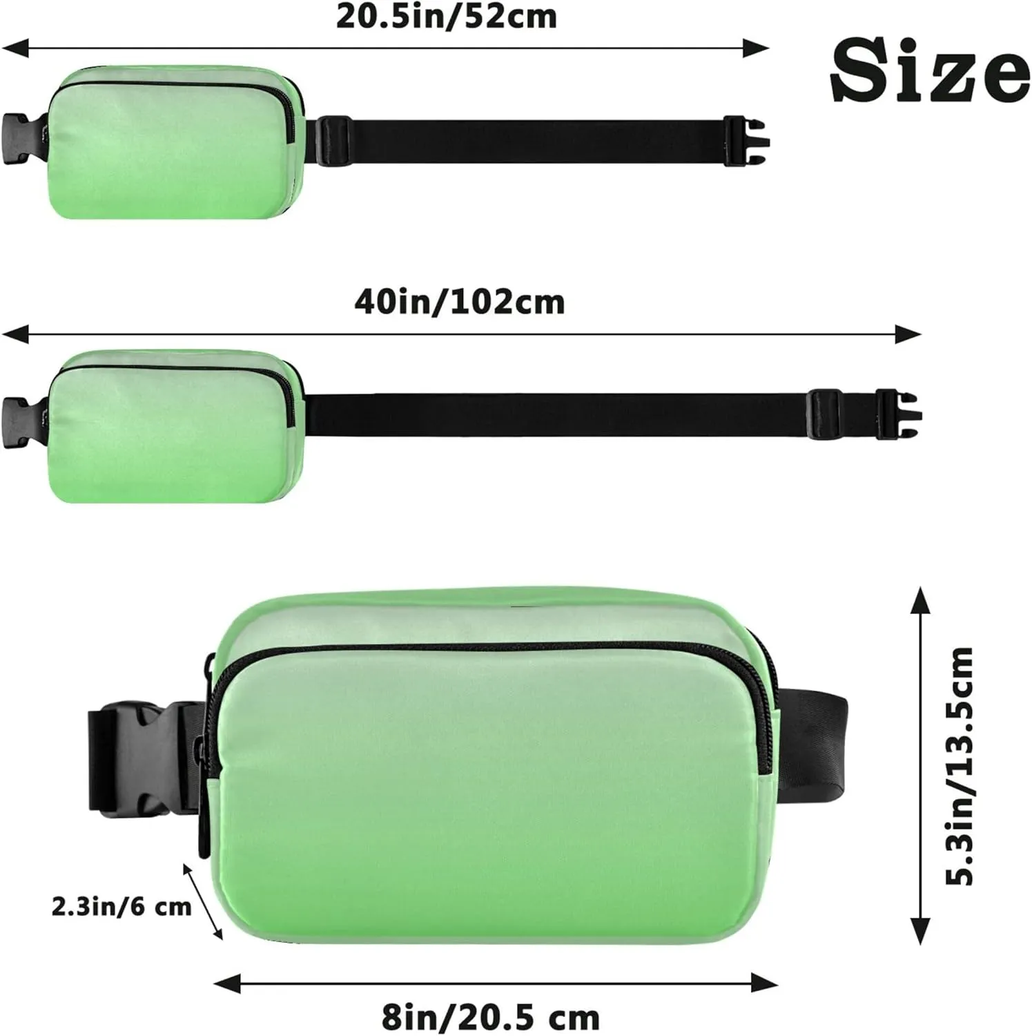 Magnolia Cobalt Green Gradient Fanny Packs Women Waterproof Hip Pack Belt Pouch Cute Travel Waist Pack for Men