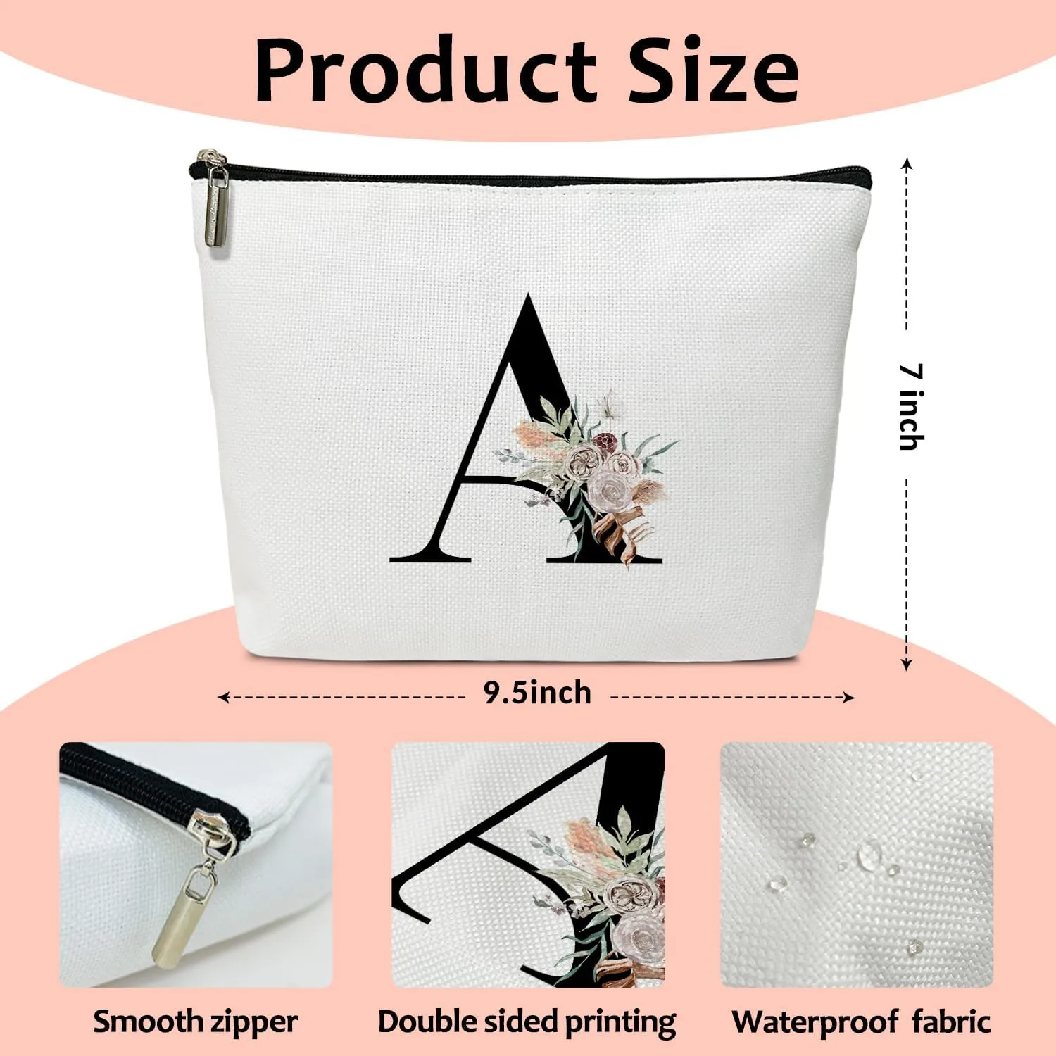 Make up bags for women, Small makeup bag for travel, Bridesmaid gifts for wedding day, Stuff bags for travel, Small makeup pouch for purse, Girls Weekend GiftsLetter-A