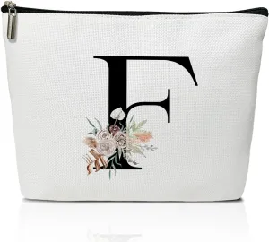 Make up bags for women, Small makeup bag for travel, Bridesmaid gifts for wedding day, Stuff bags for travel, Small makeup pouch for purse, Girls Weekend GiftsLetter-F
