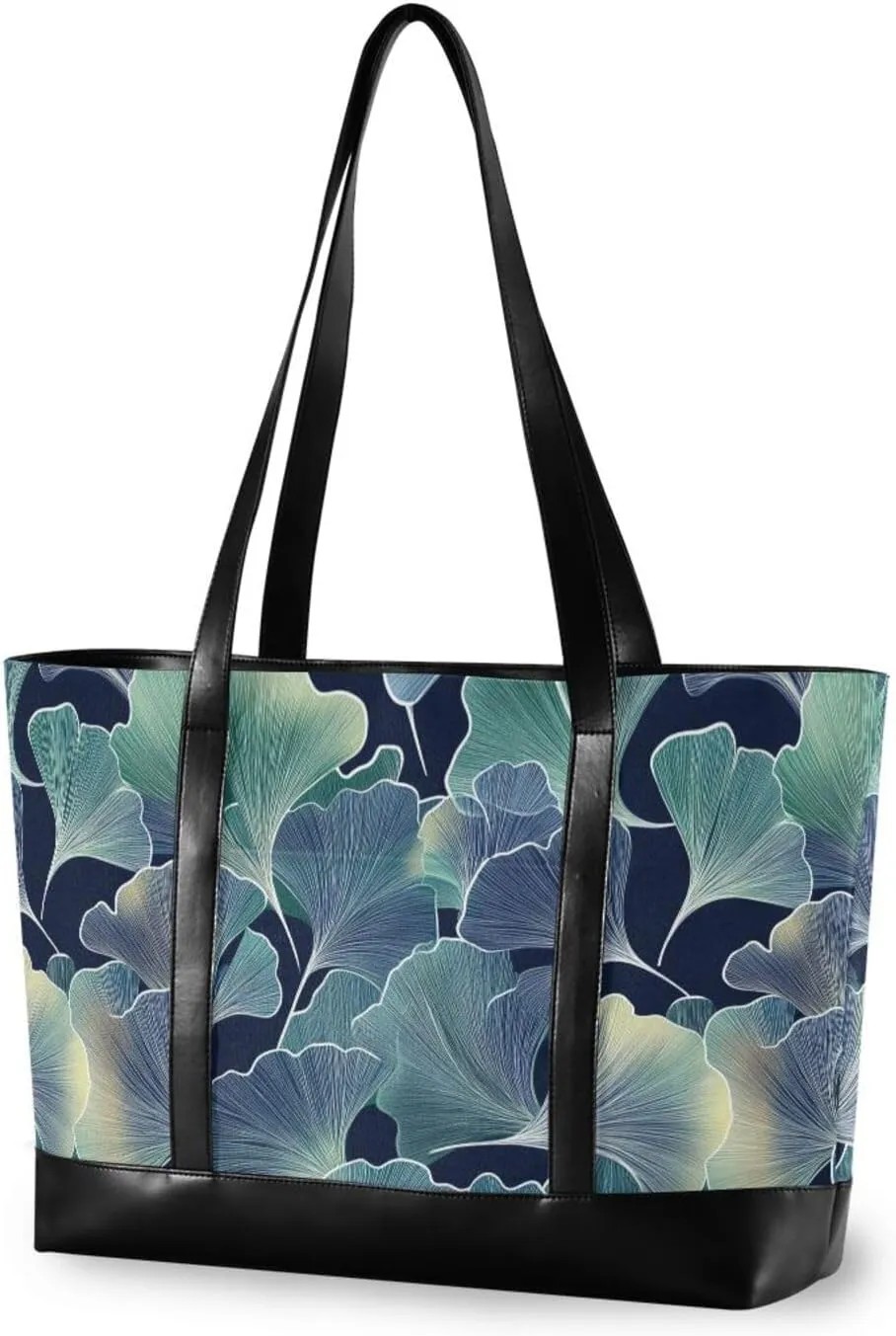 Maple Leaves Blue Pattern modern tote bag with laptop with zipper work tote bags for office with tablet bolso para laptop mujer