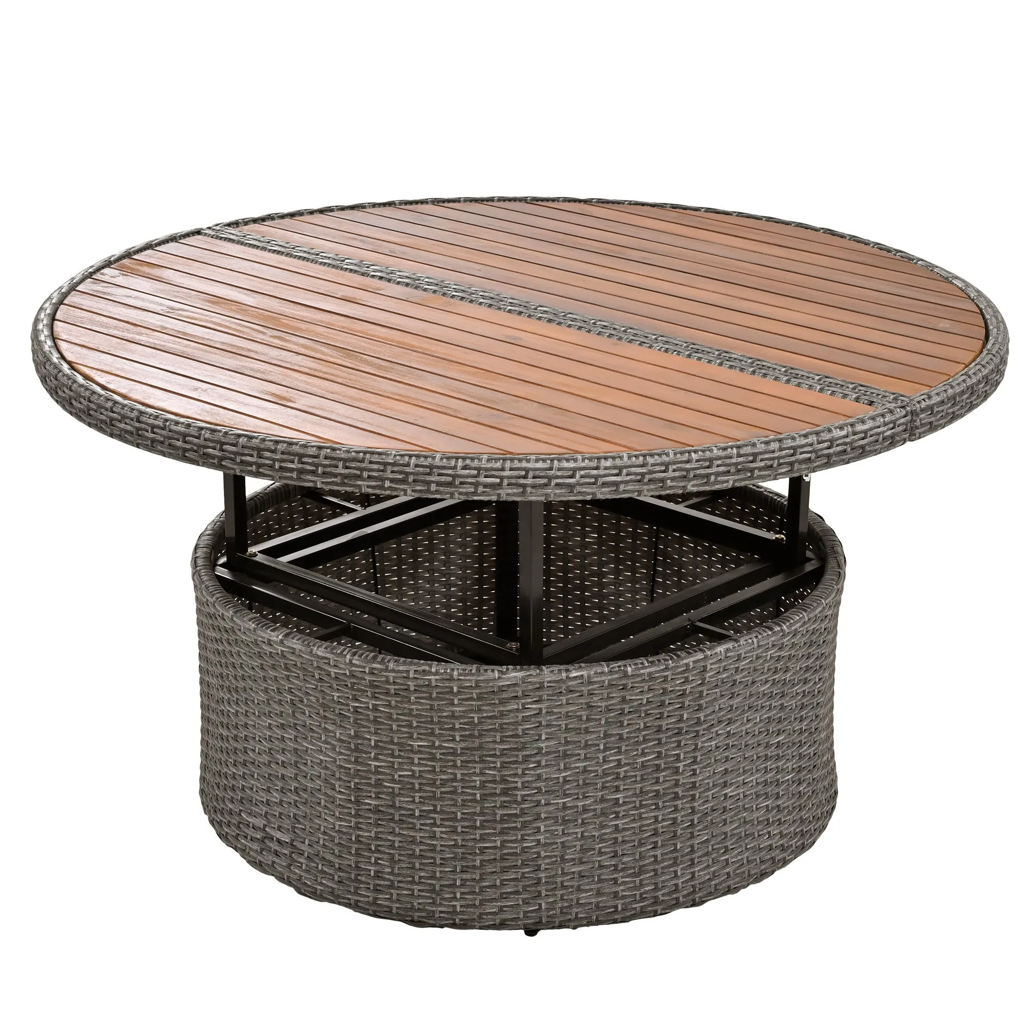 Marvelo 5 Pc Round Rattan Sectional Sofa Set - Gray