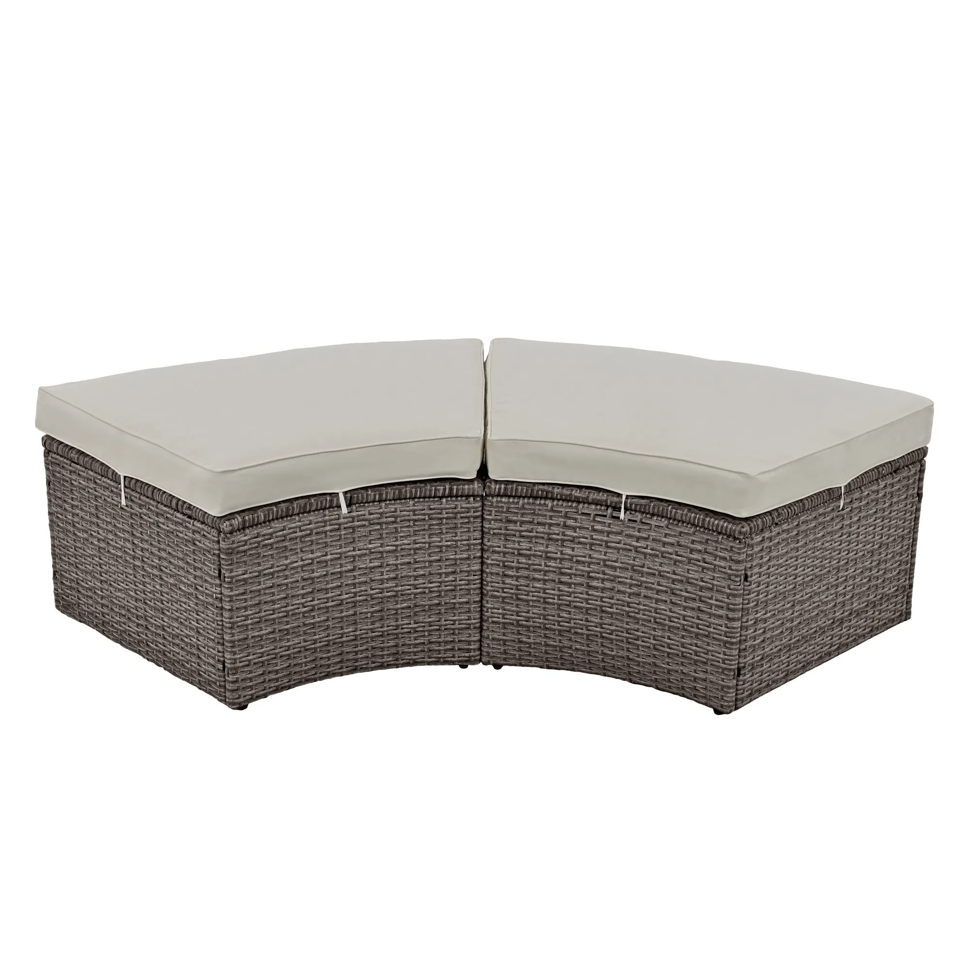 Marvelo 5 Pc Round Rattan Sectional Sofa Set - Gray