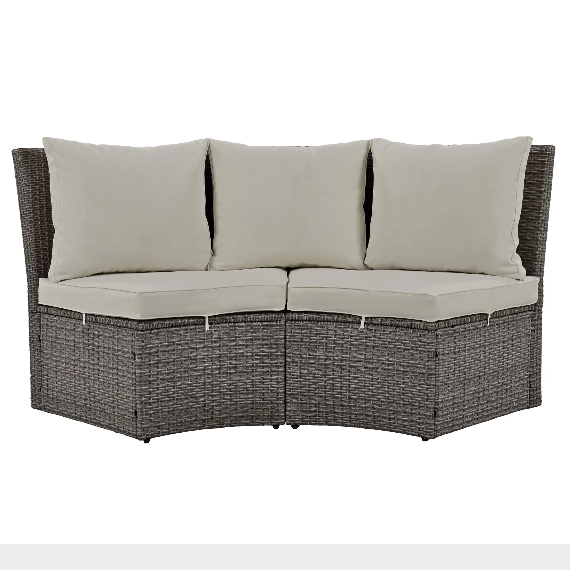 Marvelo 5 Pc Round Rattan Sectional Sofa Set - Gray