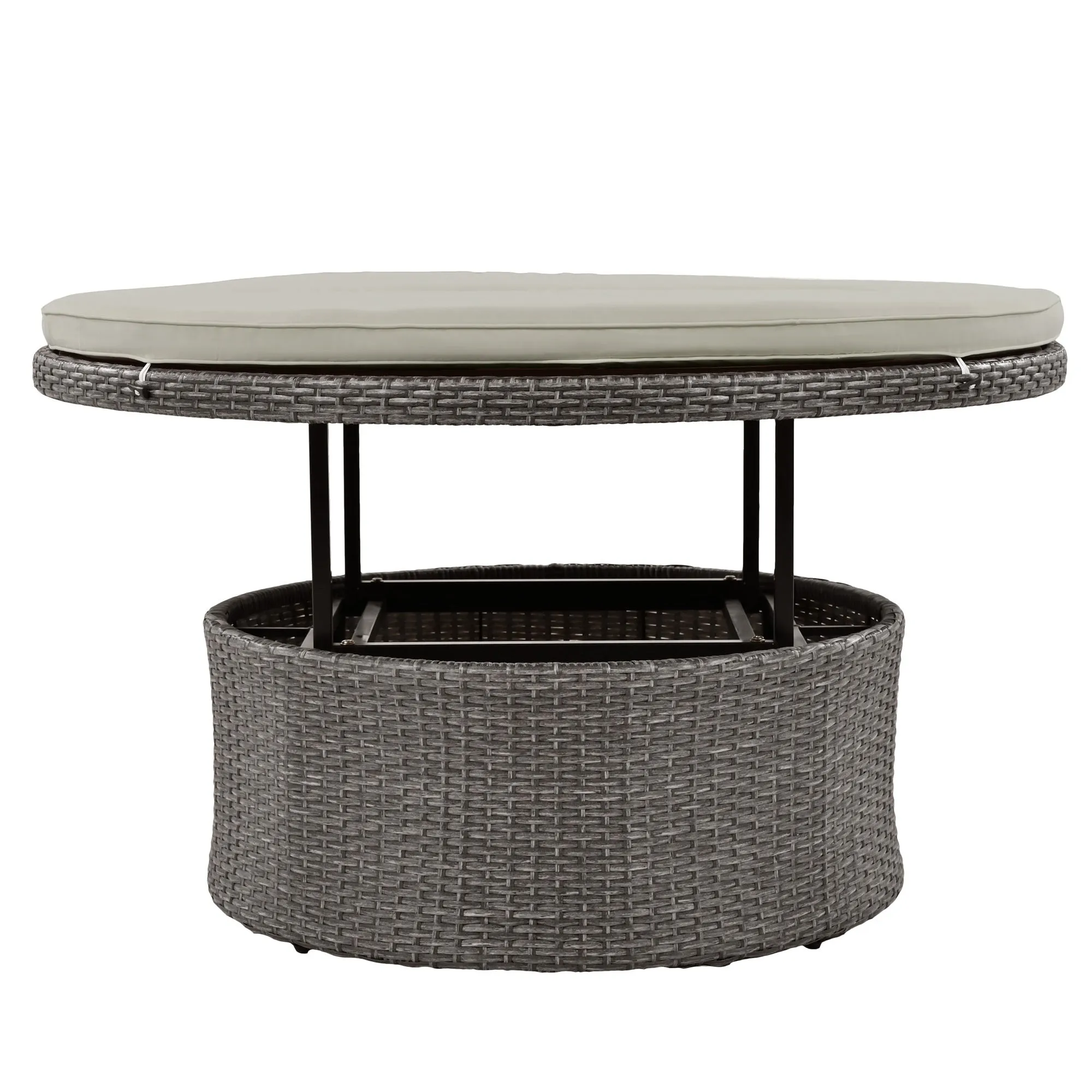 Marvelo 5 Pc Round Rattan Sectional Sofa Set - Gray
