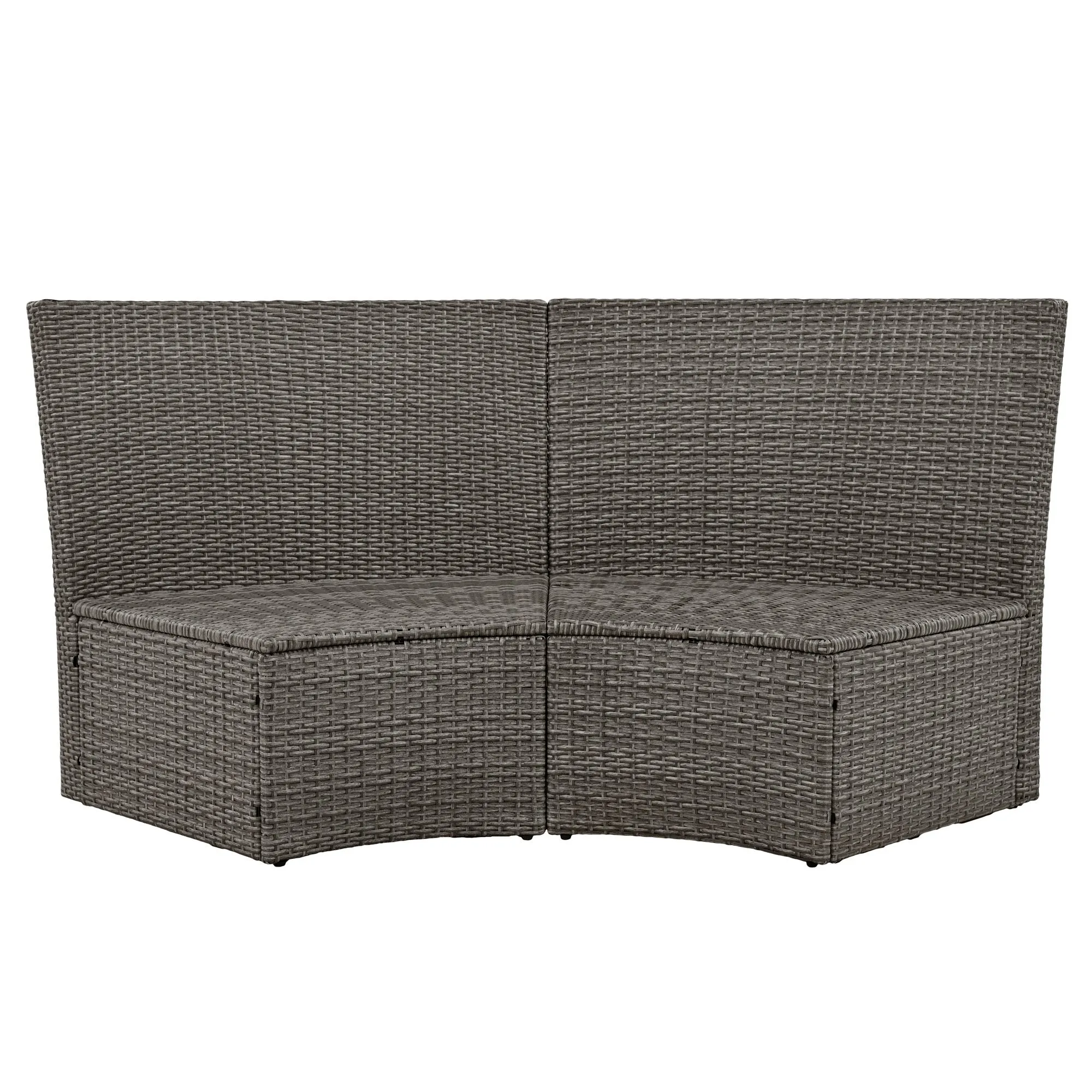 Marvelo 5 Pc Round Rattan Sectional Sofa Set - Gray