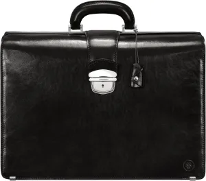 Maxwell Scott - Luxury Leather Large Lawyer Briefcase for Men - Top Handle with Key Lock - Made in Italy - The Basilio Large