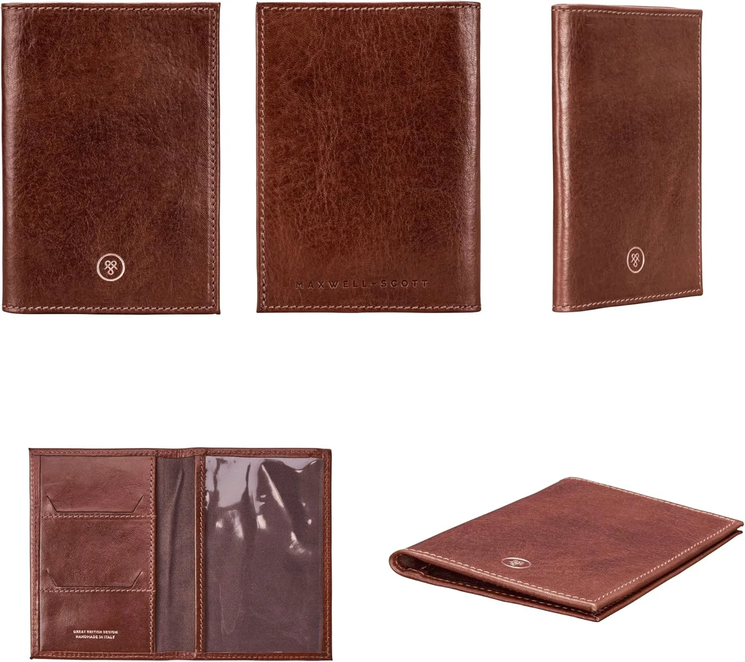 Maxwell Scott - Luxury Leather Passport Holder Cover for Luxury Travel - Handmade from Italian Full Grain Hides - The Prato