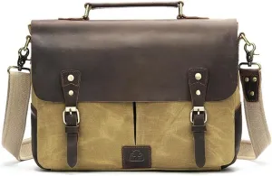 Men's Leather Laptop Bag Portable Satchel Leather Bag Vintage Satchel Designer School Work Bags Business Handbag Briefcase for Men Leather Messenger Bag(Light Brown)