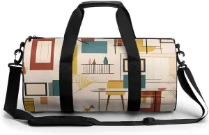 Mens Womens Gym Bag, Mid Century Modern Print Duffle Bags,travel Gym Duffle Bag,garment Duffle Bag,gym Bag with Shoe Compartment