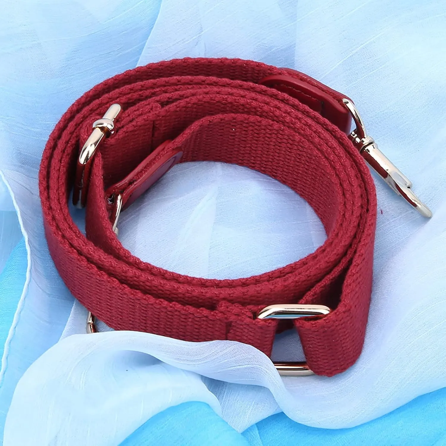 Messenger Bag Strap, 131cm Universal Replacement Shoulder Strap,Handmade DIY Luggage Parts Adjustable Crossbody Bag Leather Strap for Crossbody Bag Briefcase Messenger Bag (Red)