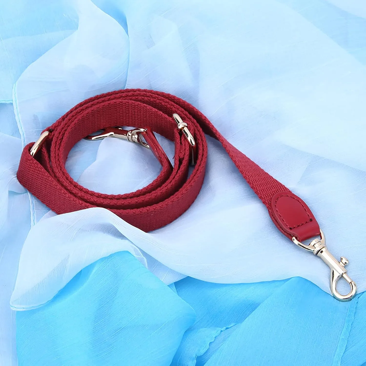Messenger Bag Strap, 131cm Universal Replacement Shoulder Strap,Handmade DIY Luggage Parts Adjustable Crossbody Bag Leather Strap for Crossbody Bag Briefcase Messenger Bag (Red)