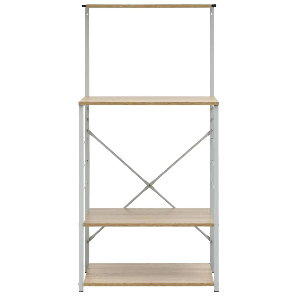 Microwave Cabinet White and Oak 60x39.6x123 cm Engineered Wood