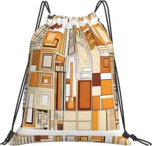 (Mid Century Modern) Drawstring Backpack Drawstring Gym Bag Foldable Water Drawstring Bags Draw String Back Bag For Shopping Sport Yoga Travel, Swimming, Beach